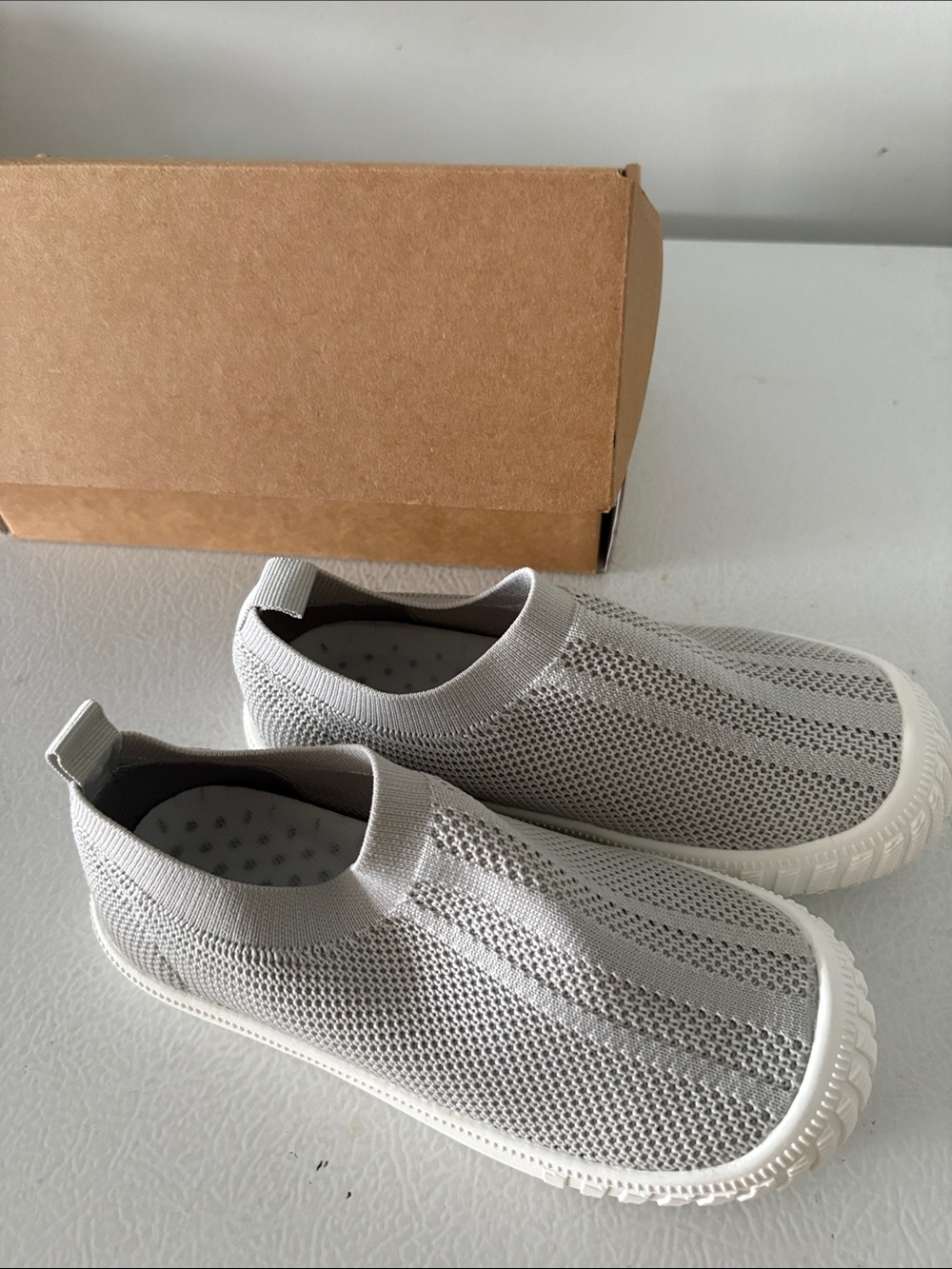 Kids Slip-On Knit Sneakers - Light Gray